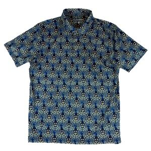 Chubbies Men's XL The Fan Out Performance Polo Blue Yellow Peacock